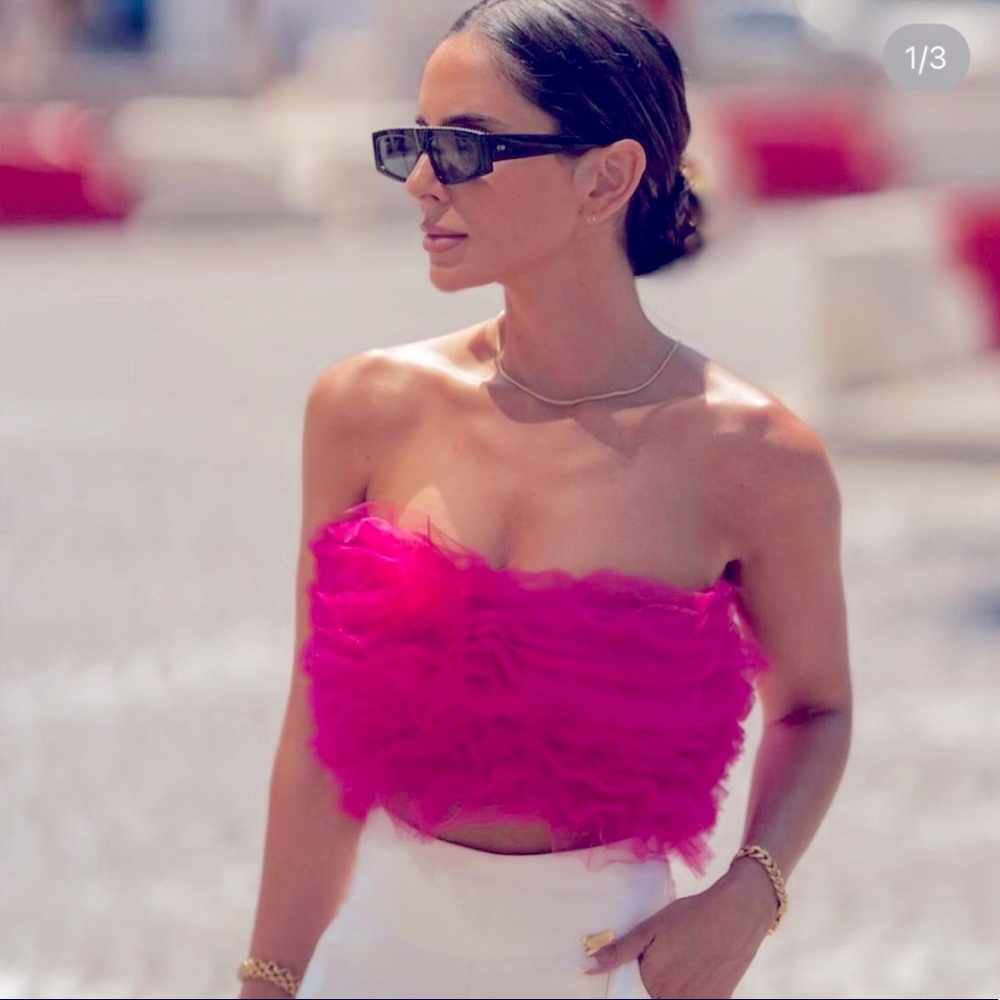 ZARA Tulle Crop Top Pink